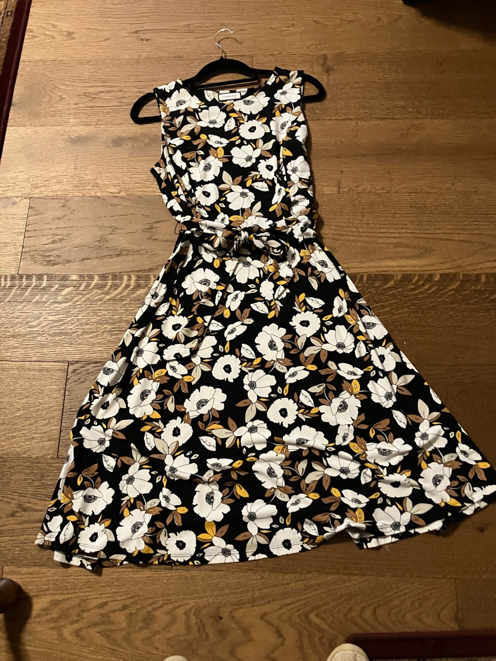 Charter Club Black Floral Sleeveless Midi Dress